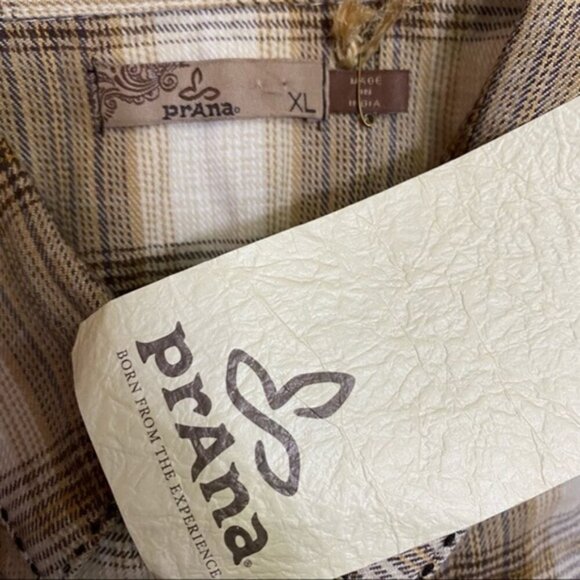 Prana Button Down Shirt Riley Woven Checked Print Women Size XL NWT - Picture 8 of 9